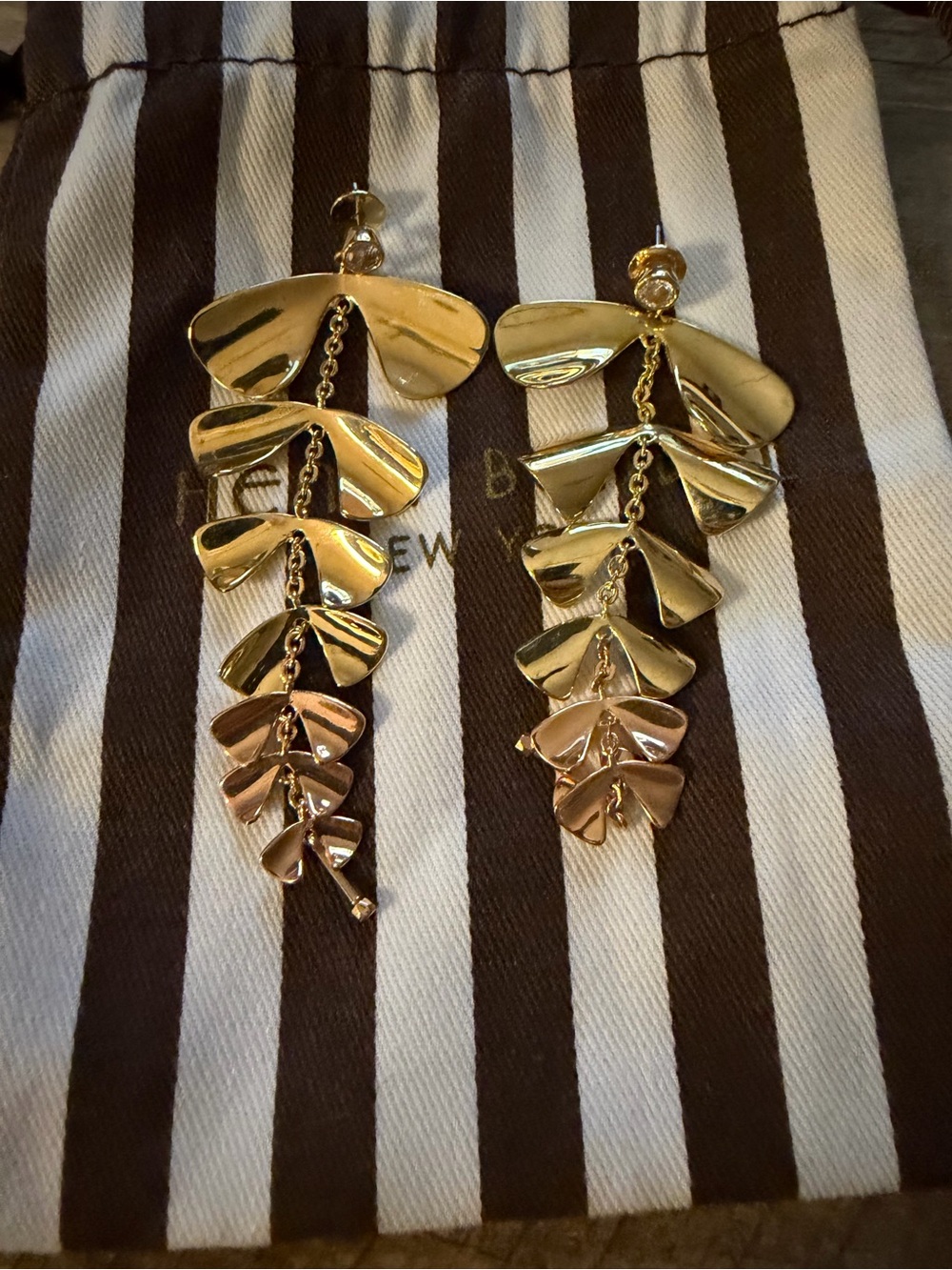 henri bendel Gold Leaf Cascade Drop Earrings
